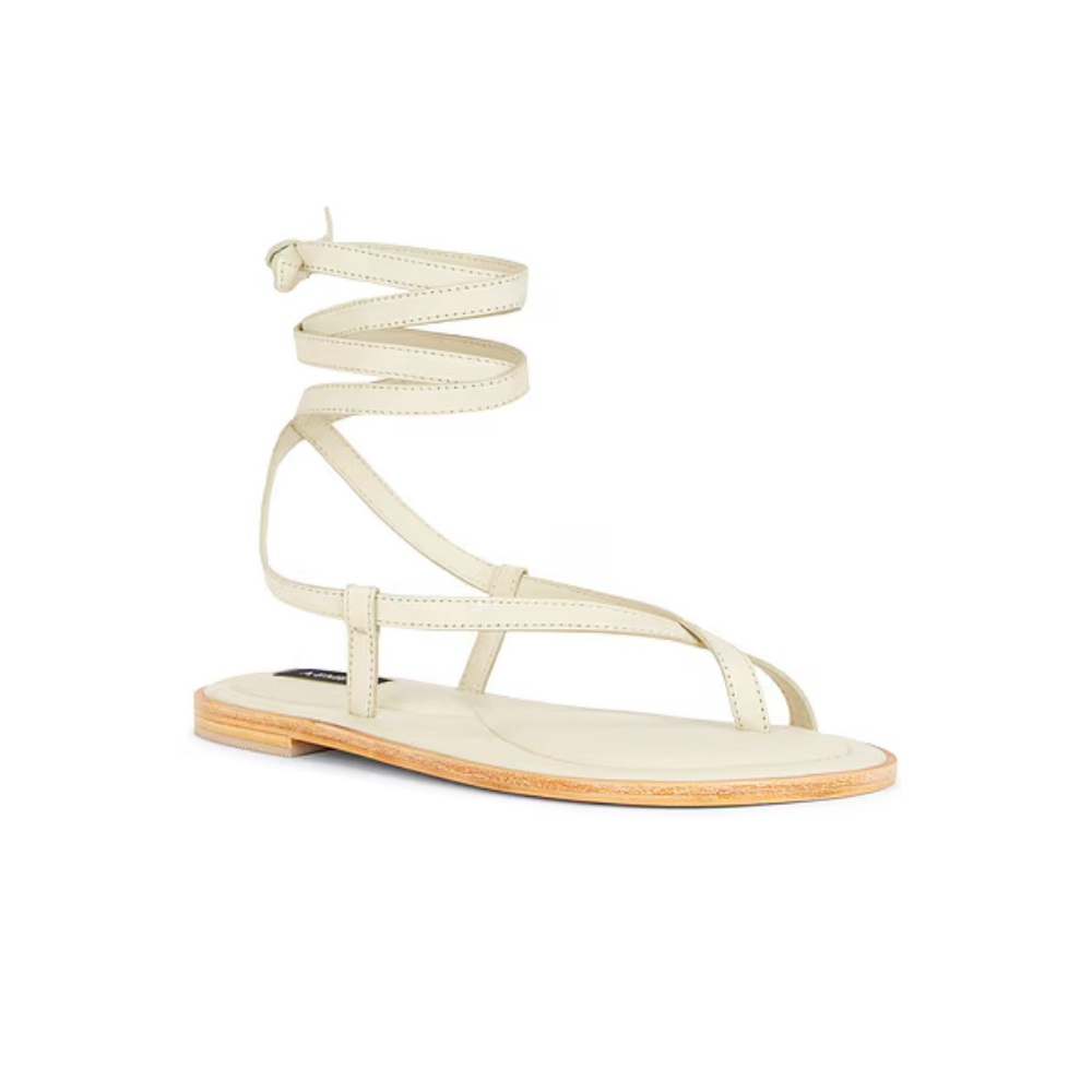 Cream Casual Sandals with Adjustable Ankle Straps